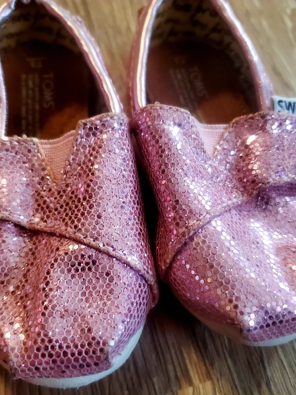 TOMS Baby Glitter Sequin Slip-On Shoes in Pink